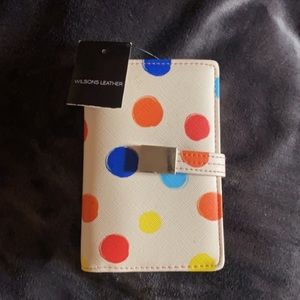 wilson’s leather polka dot wallet